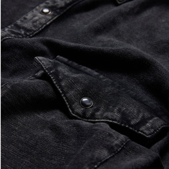 John Varvatos Men's Faded Black Western Snap Button Shirt - Picture 4 of 4